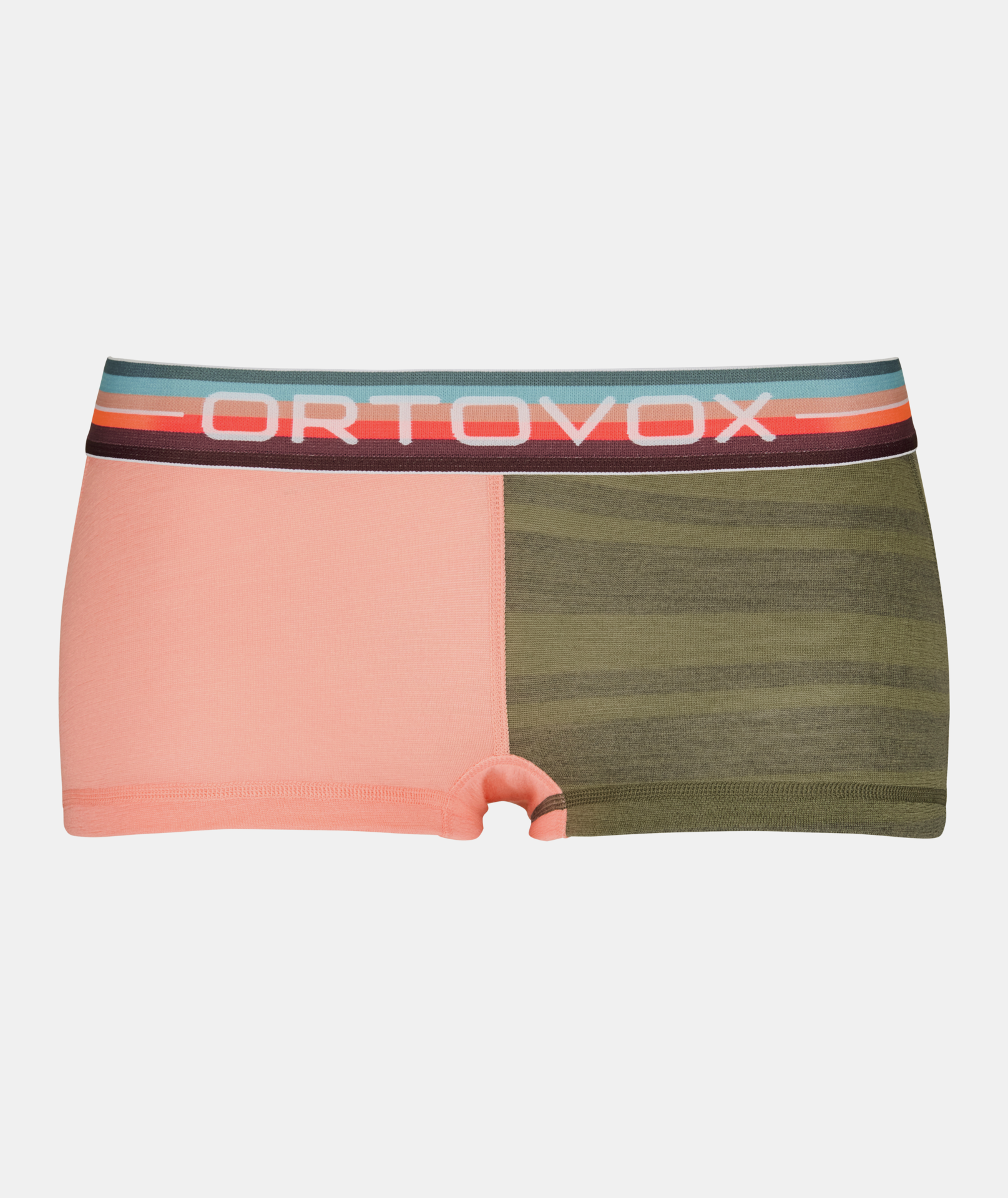 Women's wool hot pants in two-tone design with trendy waistband, made from fine Merino wool.