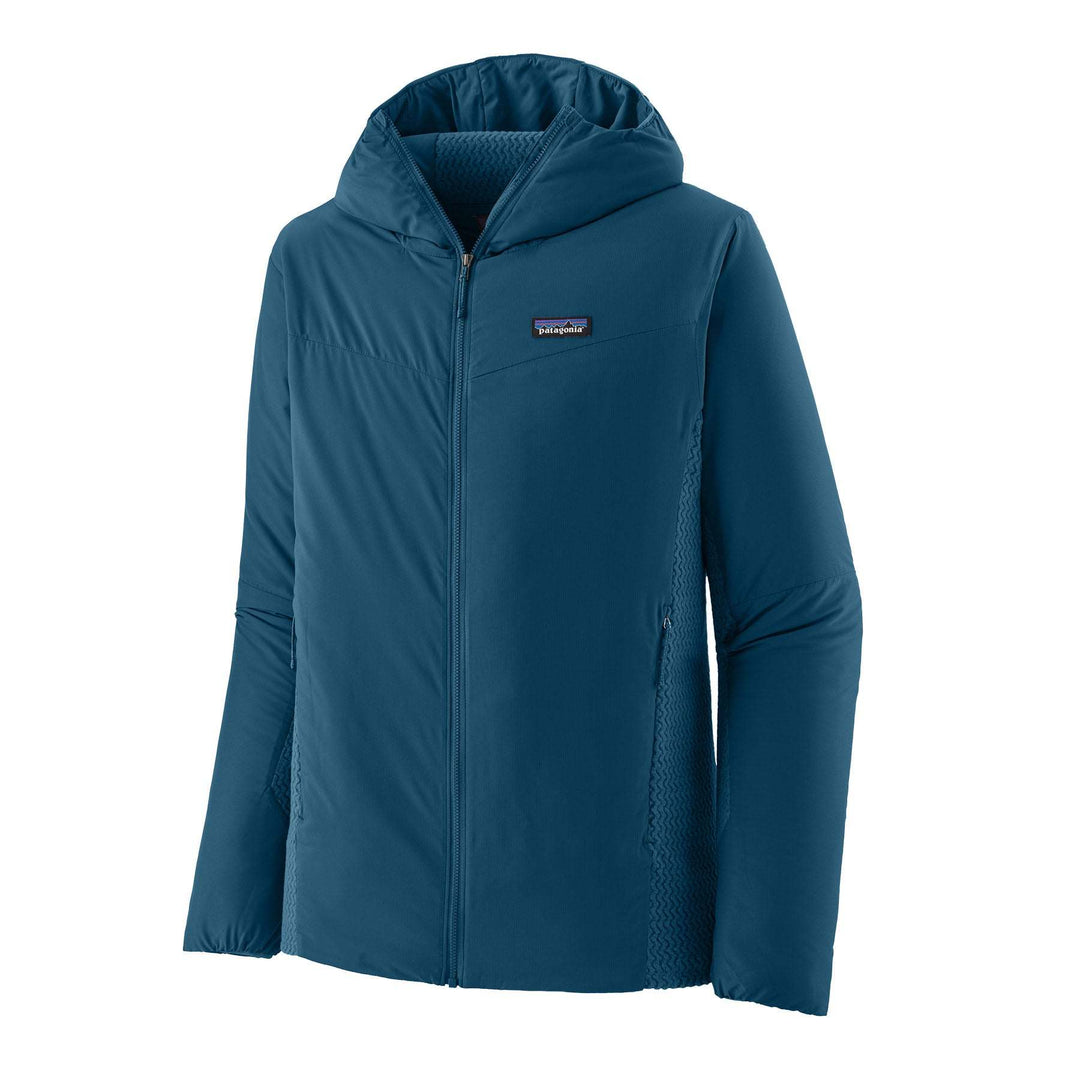 Giacca con cappuccio Nano-Air® Light Hybrid Hoody blu, leggera, traspirante e isolante con imbottitura FullRange™ e tessuti elasticizzati riciclati.