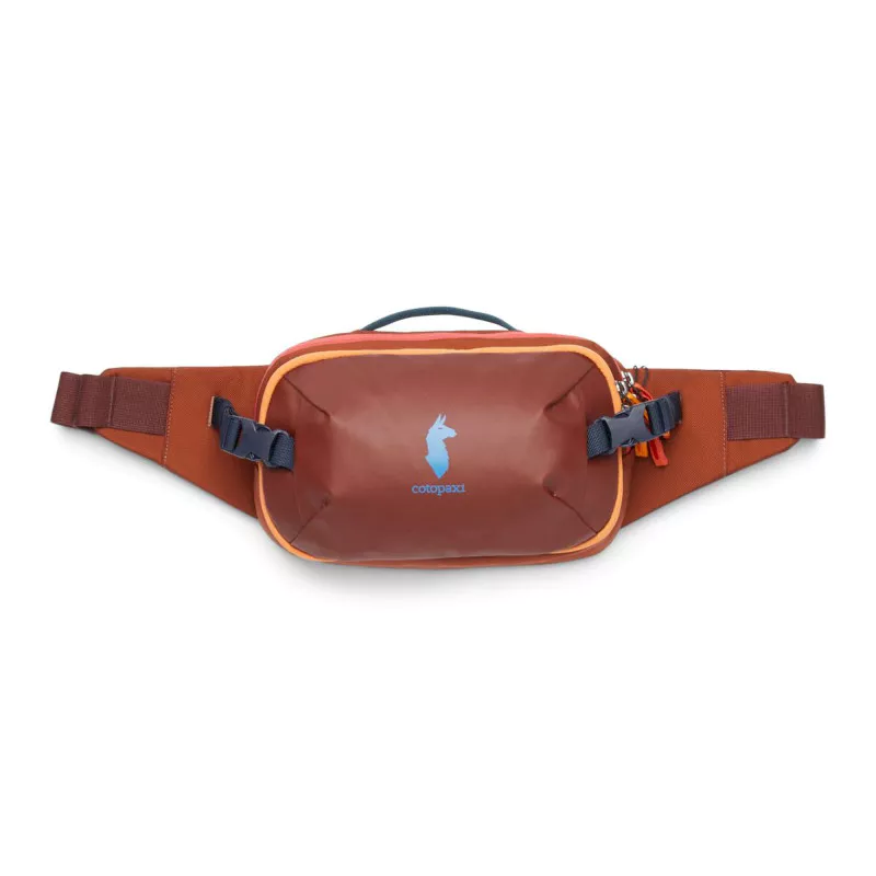 Allpa X 3L Hip Pack in brown with compressible straps and llama logo.