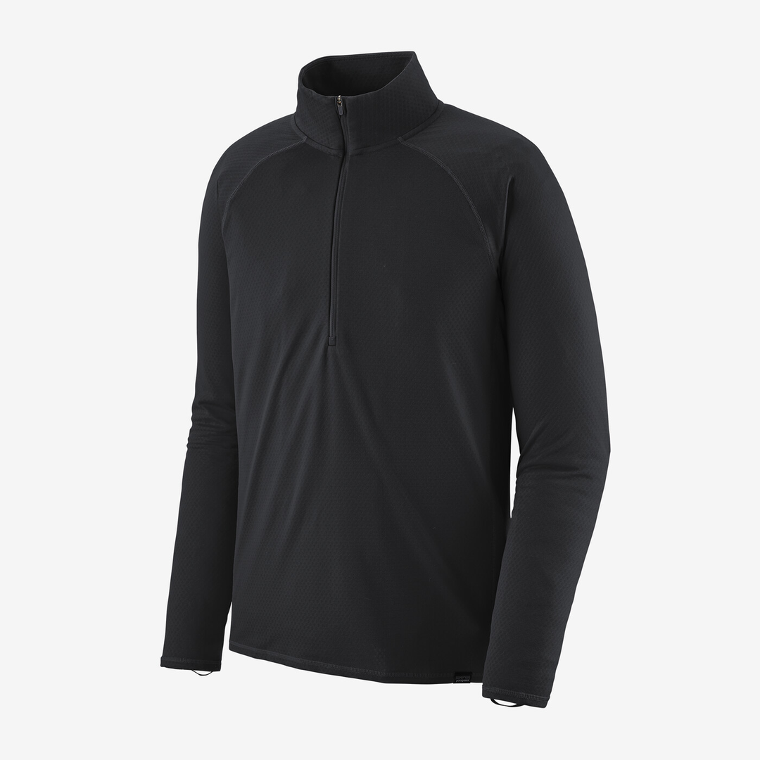 M's Cap Mw Zip Neck baselayer, black, with zip neck and raglan sleeves, made from recycled polyester.