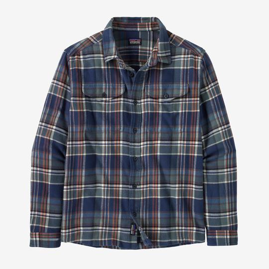 Fjord Flannel Shirt in blue plaid, 100% organic cotton.