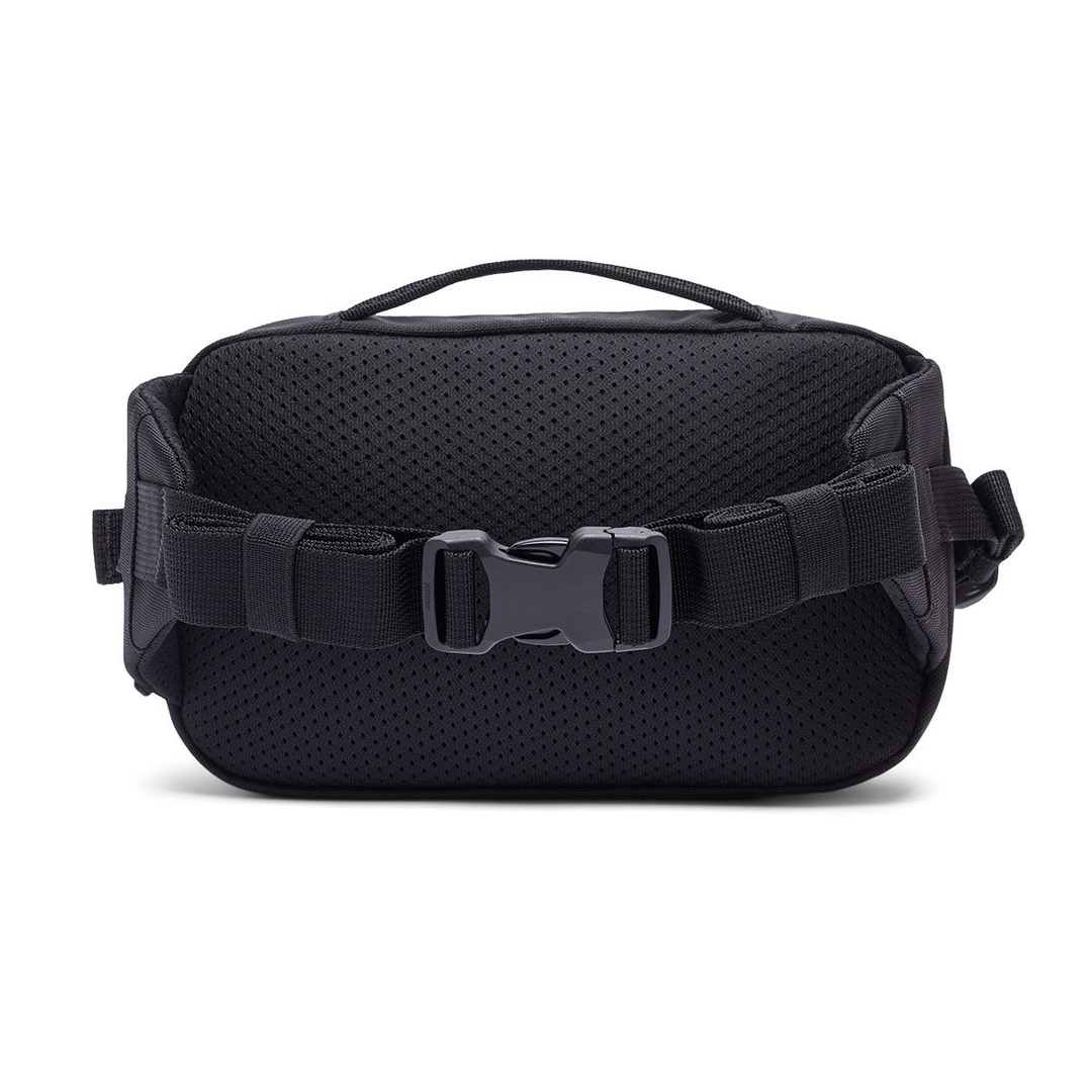 Allpa X 1.5L Hip Pack, black, showcasing durable design and adjustable strap.