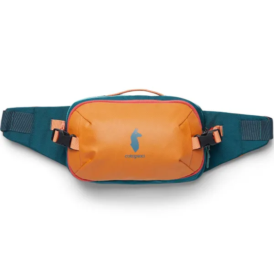 Allpa X 3L Hip Pack in orange and blue with llama logo.