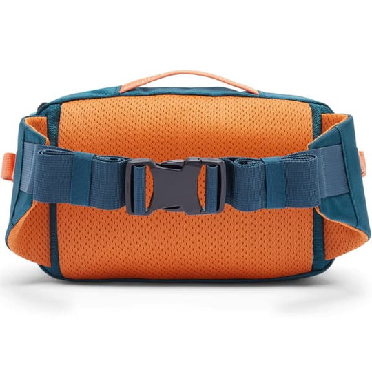 Allpa X 3L Hip Pack in orange and blue with adjustable straps.
