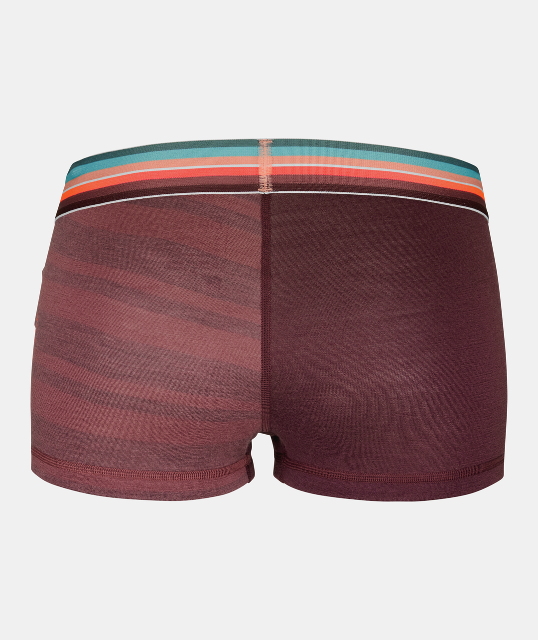 Merino wool hot pants with colorful waistband, designed for winter adventures.