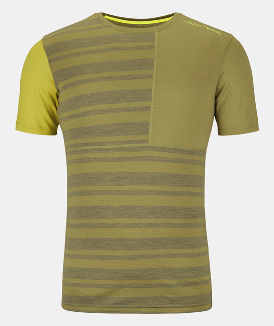 Men's green 185 Rock'N'Wool short sleeve shirt made of merino wool.