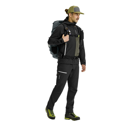 Traverse 40 backpack for alpine adventures, featuring recycled polyamide, ergonomic design, and multiple compartments.