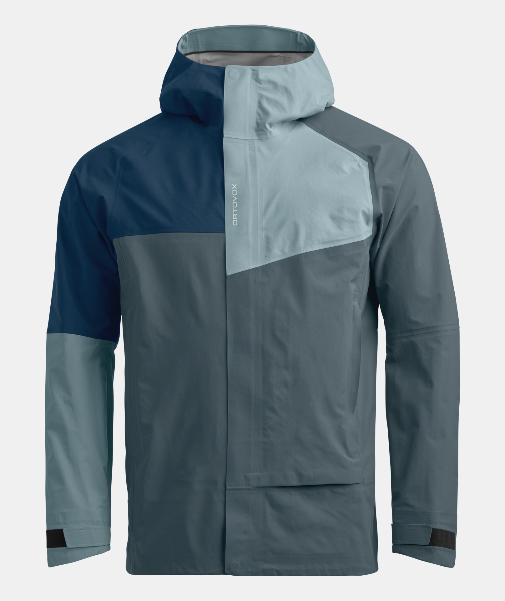 Versatile and robust SECEDA 3L Jacket M for mountain activities, windproof and waterproof with adjustable features.