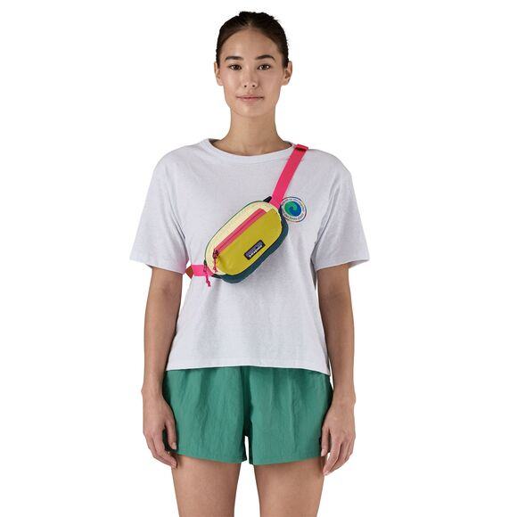 Lightweight Terravia Mini Hip Pack worn crossbody with vibrant colors.