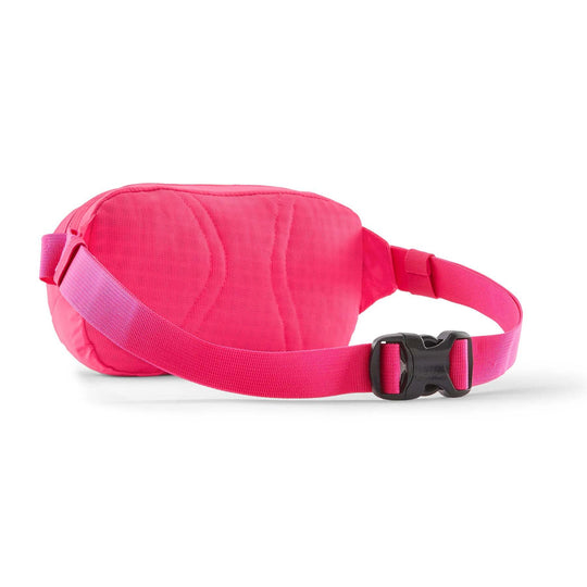 Pink Terravia Mini Hip Pack made from recycled materials, versatile for daily use and adventures, lightweight and packable.
