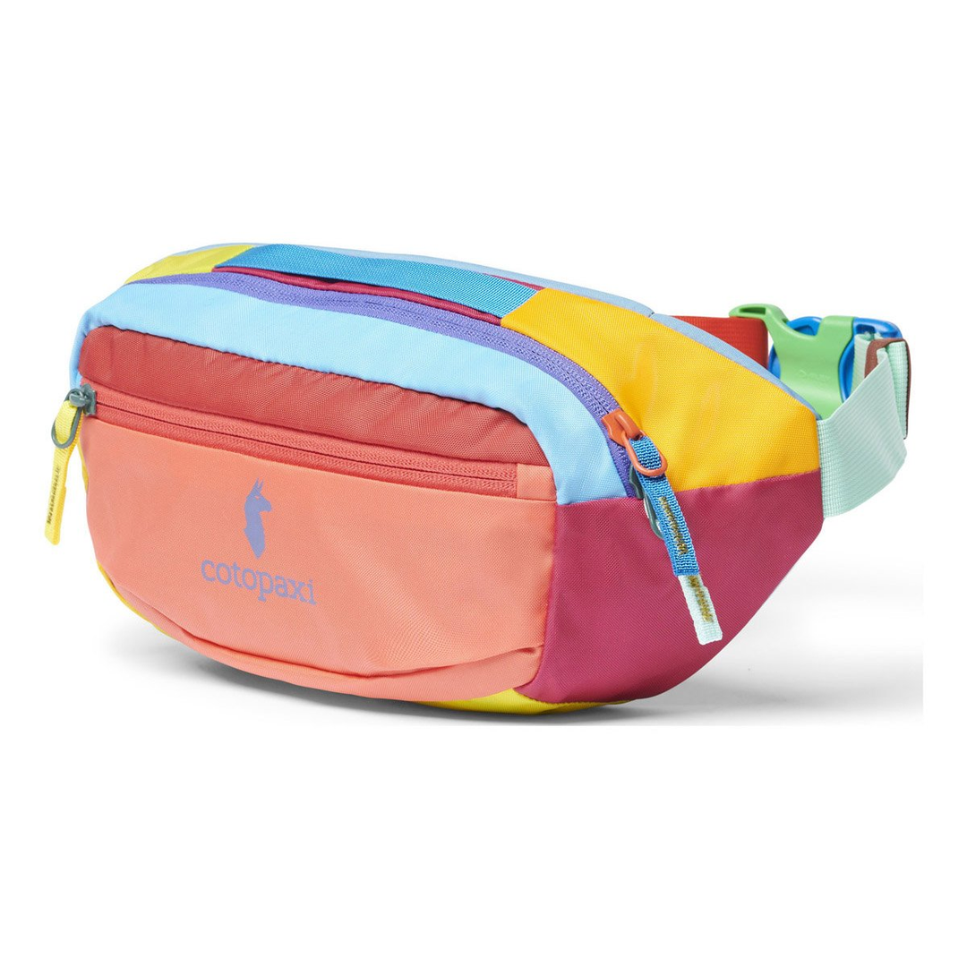 Marsupio Kapai 3L dai colori vivaci, con vari scomparti e cintura regolabile, realizzato in nylon e poliestere deadstock.