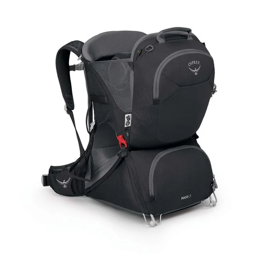 Poco LT child carrier backpack with adjustable harness, sunshade, and lightweight foldable frame.