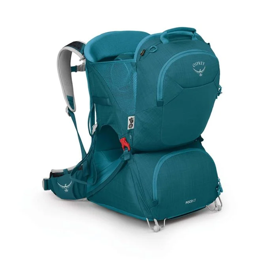 Poco LT child carrier backpack with integrated sunshade, adjustable suspension, and foldable lightweight frame.