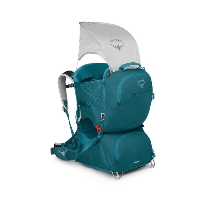 Poco LT child carrier backpack with sunshade, lightweight foldable frame, and adjustable AirScape suspension.