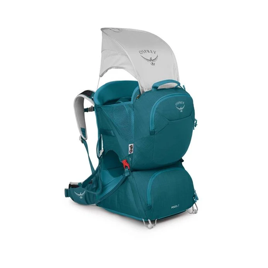 Poco LT child carrier backpack with sunshade, lightweight foldable frame, and adjustable AirScape suspension.