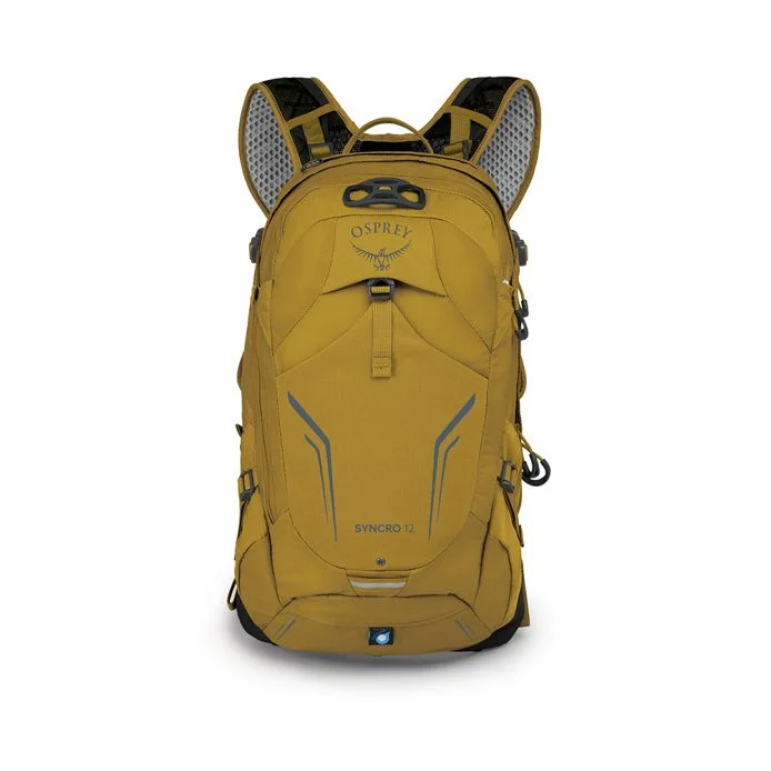 Syncro 12 backpack in yellow with ergonomic design and multiple compartments.