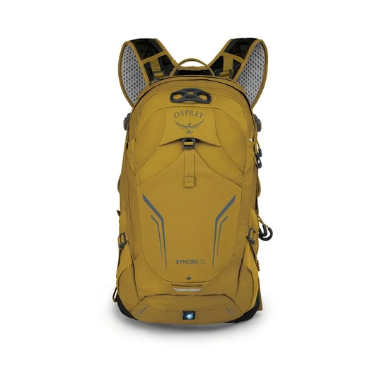 Syncro 12 backpack in yellow with ergonomic design and multiple compartments.