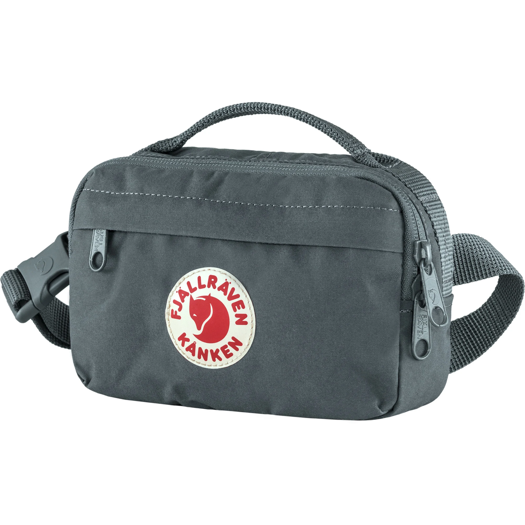 Kånken Hip Pack in durable, waterproof Vinylon F fabric with adjustable belt and multiple pockets.