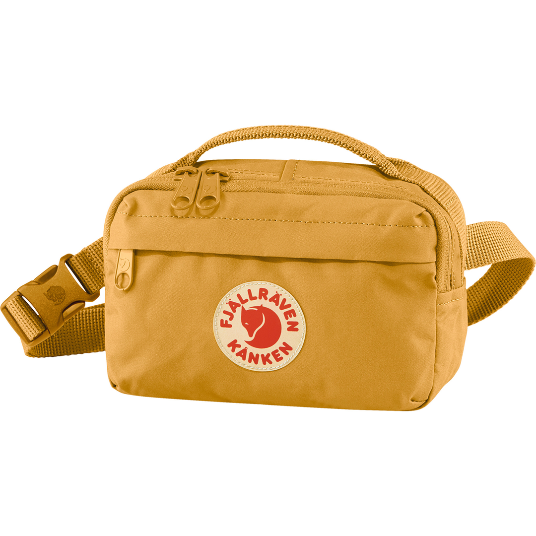 Kånken Hip Pack, compact and durable hip bag in Vinylon F fabric, featuring multiple pockets and adjustable belt.