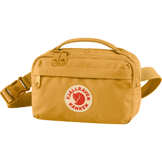 Kånken Hip Pack, compact and durable hip bag in Vinylon F fabric, featuring multiple pockets and adjustable belt.