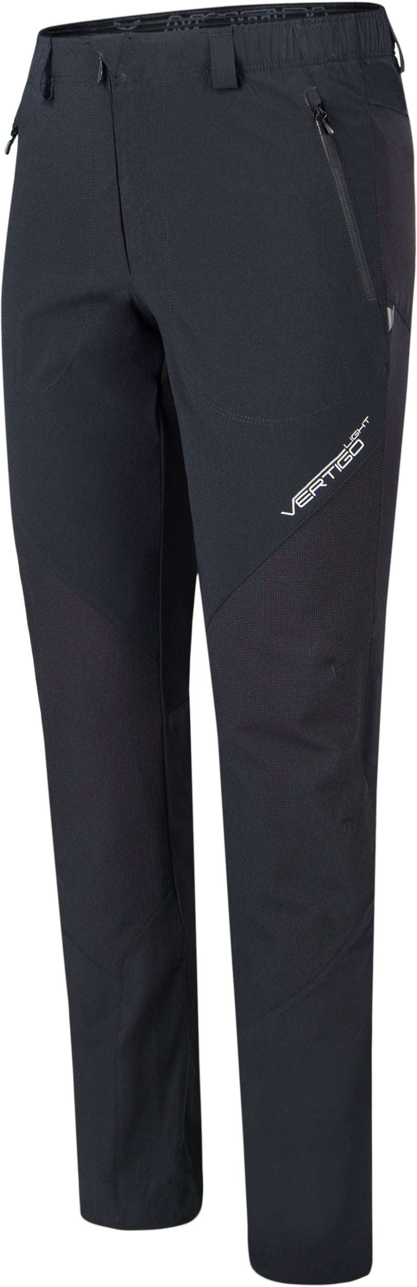 Vertigo Light 2 black nylon stretch outdoor pants with zip pockets and durable ripstop fabric.