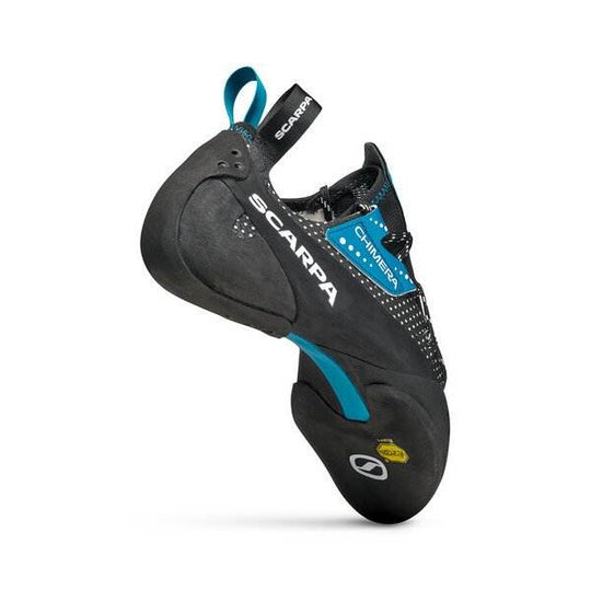 High-precision climbing shoe Chimera with asymmetrical and arched shape for small holds, featuring innovative materials and technologies.