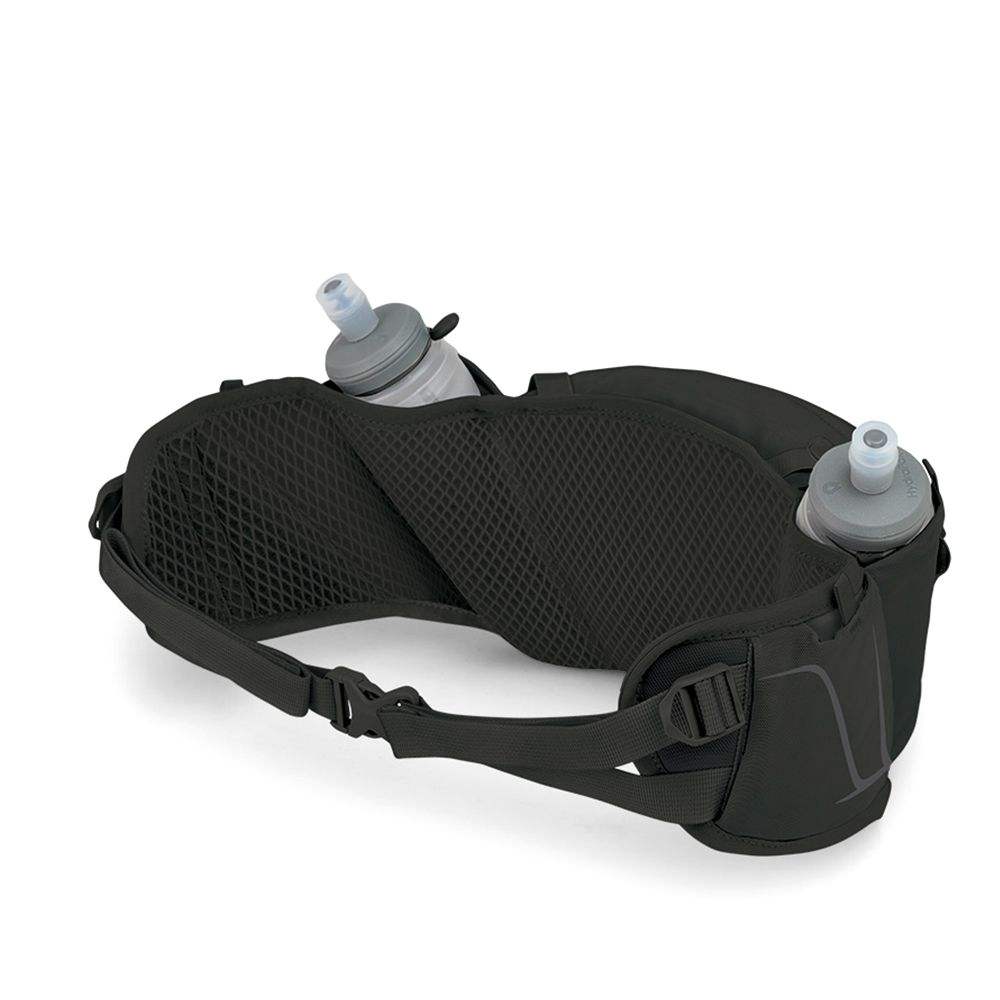 Duro Dyna Belt for lightweight outdoor activity with mesh padding and bottle holders.