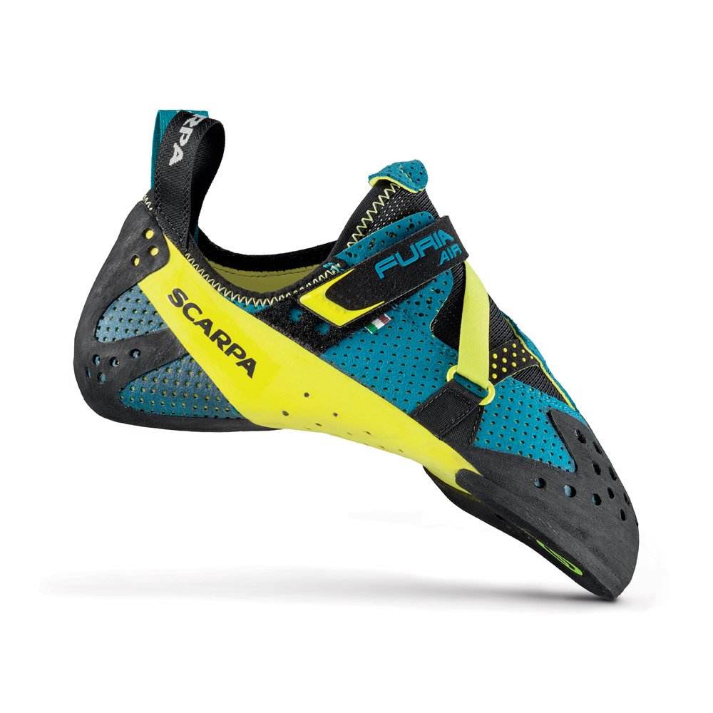 Climbing shoe 'Furia Aria' with asymmetrical design, perforated microfiber upper, and Vibram XS Grip 2 sole.