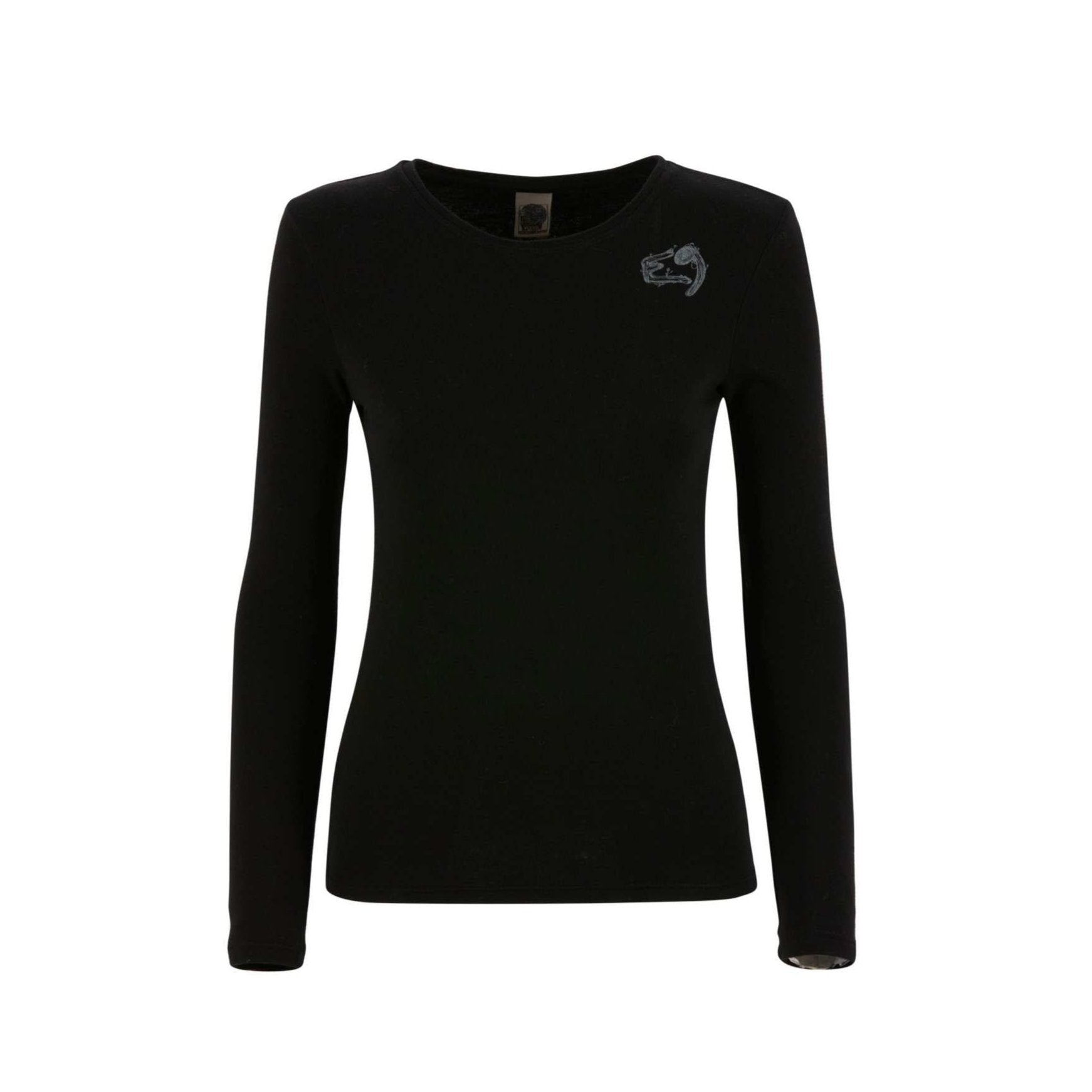 Lawa long-sleeve modal cotton shirt with logo print, black, Italy-made.