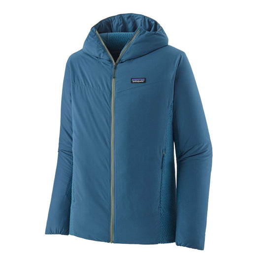 Giacca Nano-Air® Light Hybrid Hoody blu con cappuccio, imbottitura FullRange™, tessuto traspirante e polsini elasticizzati.