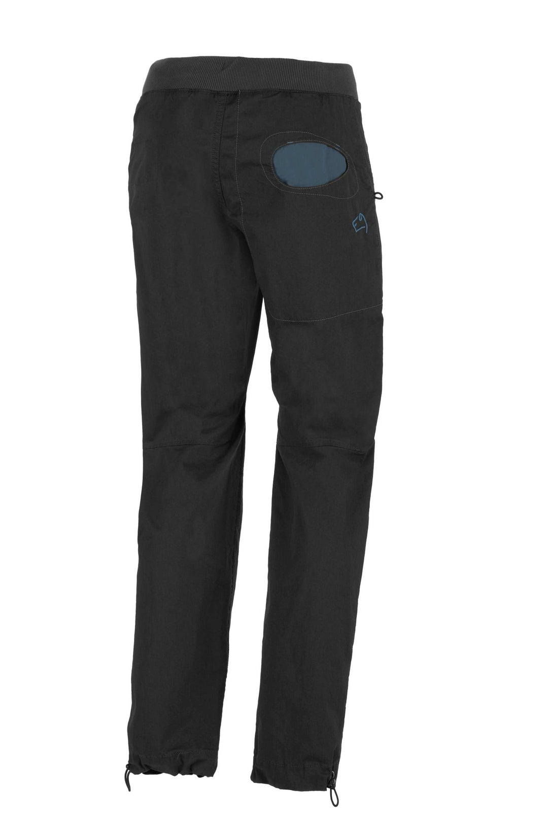 Outdoor and climbing pants "Rondo Story" in organic stretch cotton gabardine with contrast color pockets, adjustable hem and waistband, made in Italy.
