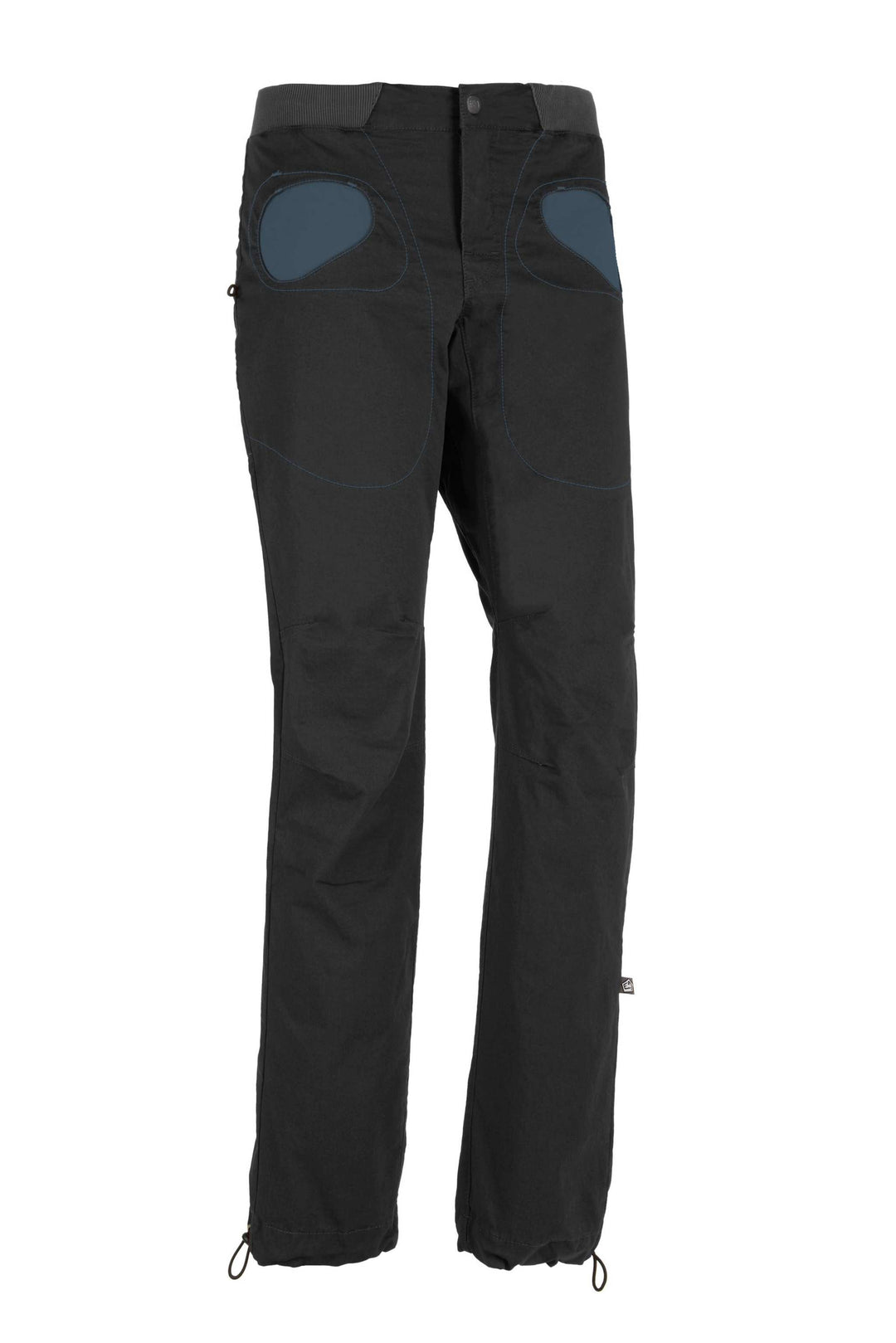 Rondo Story outdoor climbing pants, black cotton gabardine, adjustable hem and waistband.