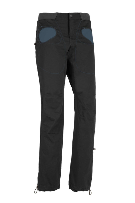 Rondo Story outdoor climbing pants, black cotton gabardine, adjustable hem and waistband.