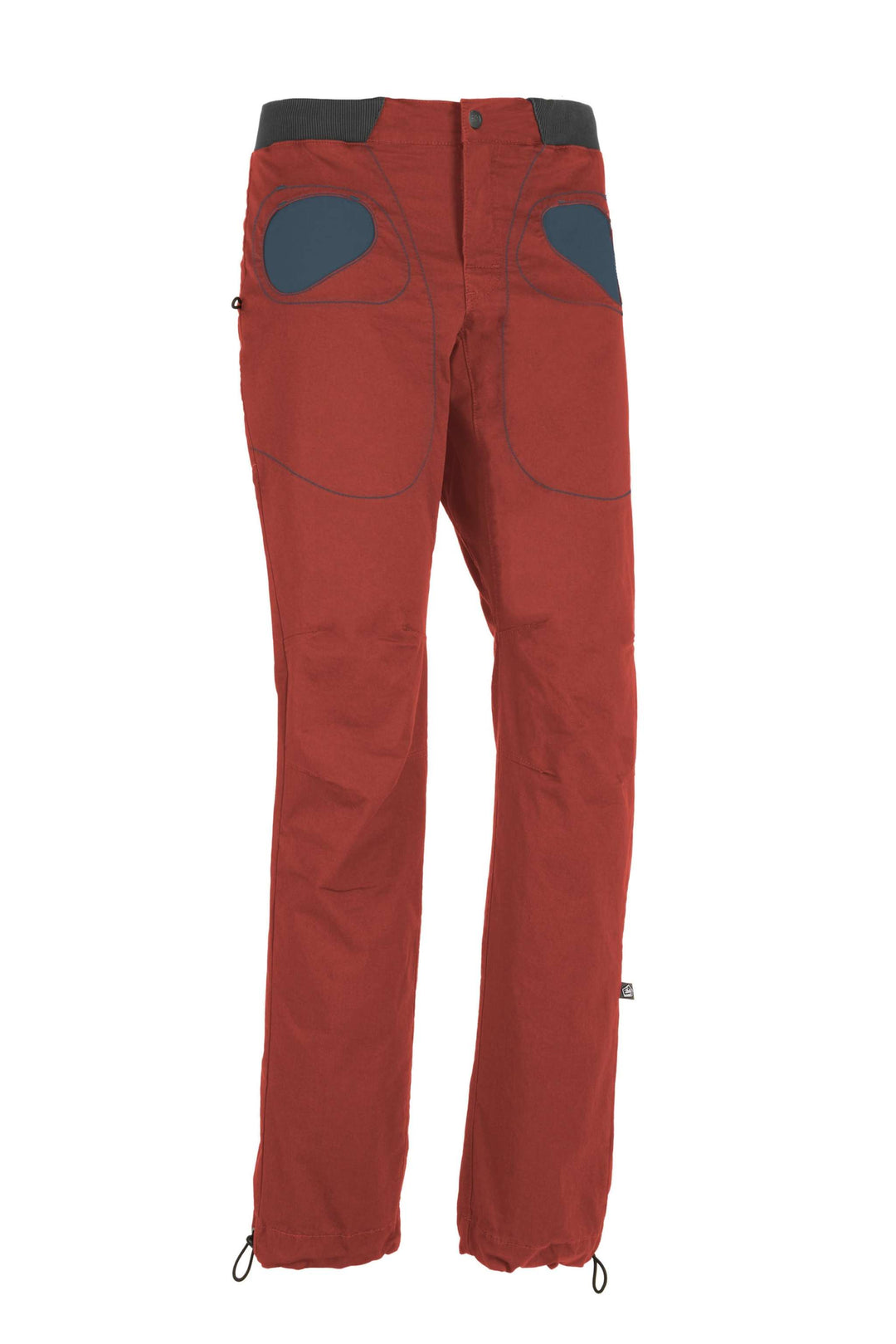 Outdoor climbing pants in stretch organic cotton, original pocket design, adjustable waistband and hem, Rondo Story.