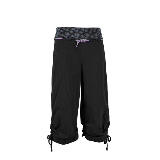 3/4 outdoor climbing pants Cleo 2 with embroidered back, bi-elastic organic cotton waistband, made in Italy.