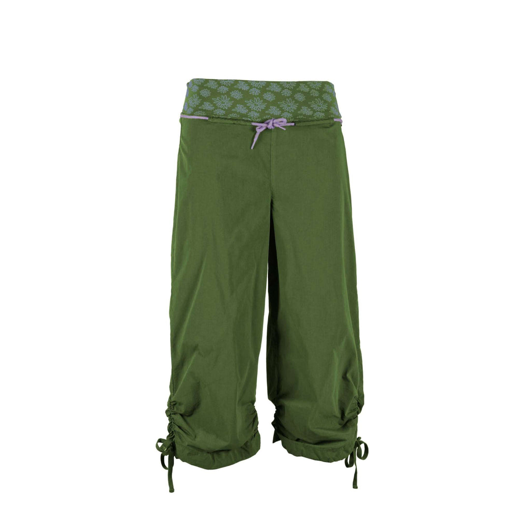 Outdoor climbing 3/4 pants with elastic cotton waistband, green Cleo 2 design.