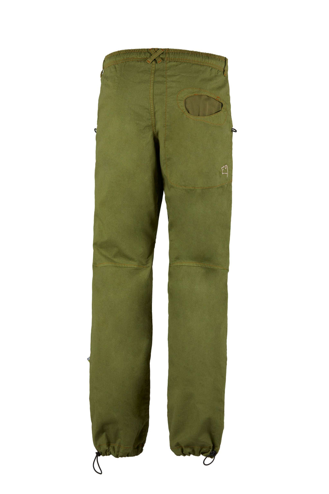 Urban climbing pants Rondo Flax2 in green linen and organic cotton with adjustable waist and hem.