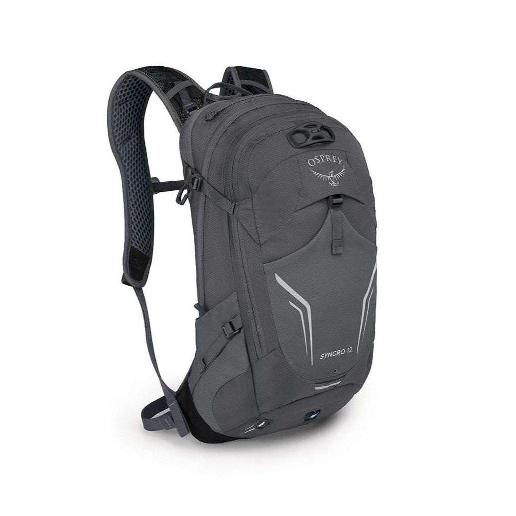 Medium-sized Syncro 12 backpack with AirSpeed™ lumbar support, BioStretch™ harness, and LidLock™ bike helmet attachment.