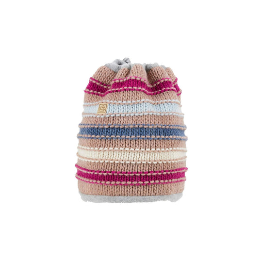 Tubo Stripe 2.2 neck warmer with striped knit design and fleece lining for outdoor use, made in Italy.