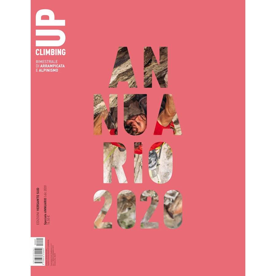 UP Climbing Annuario 2020 cover, highlights top European climbing performances and alpinism achievements.