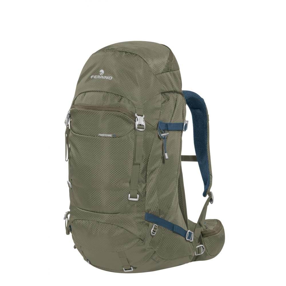 Zaino Finisterre 48, high-capacity hiking backpack, green, featuring Dry Net System, multiple pockets, and hydration compatibility.