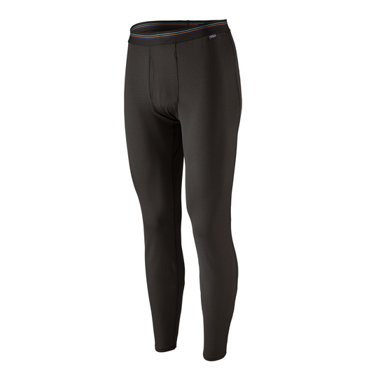 Men's Cap MW Bottoms, black baselayer pants with elastic waistband and reinforced gusset for comfort and flexibility.