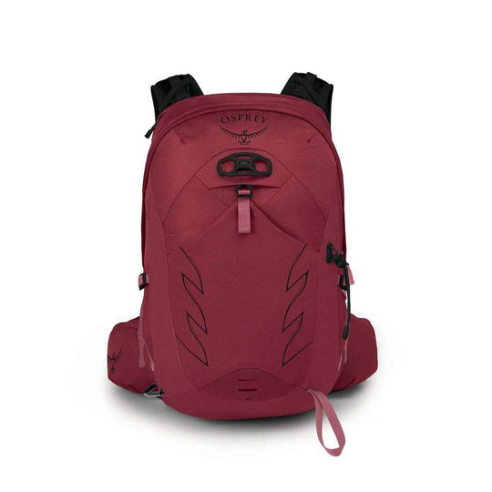 Women's Tempest 20 backpack in maroon with versatile design and sustainable nylon fabric.