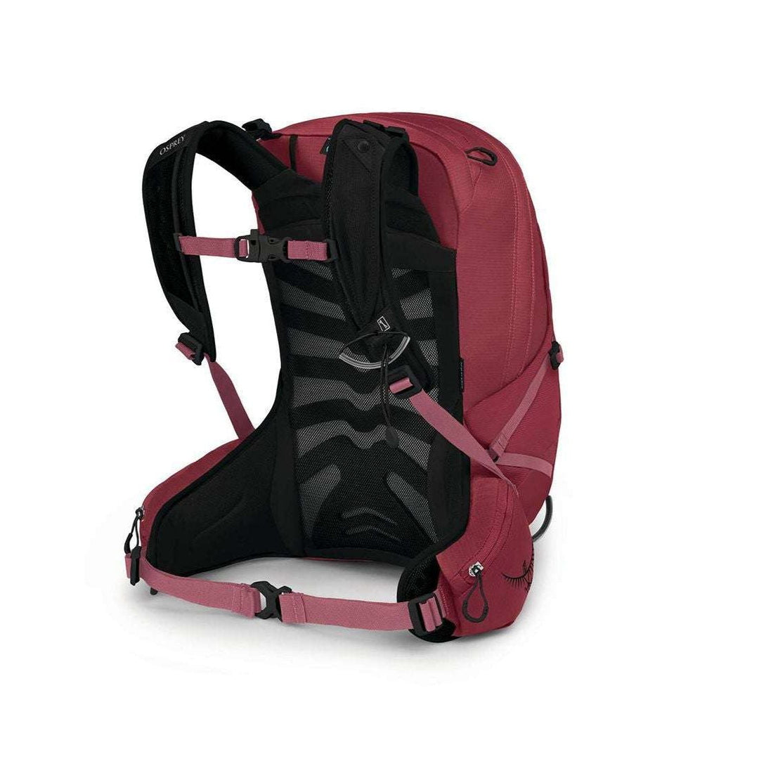 Tempest 20 women's backpack with AirScape back panel, red design, lightweight, versatile for hiking and cycling, made of recycled nylon.