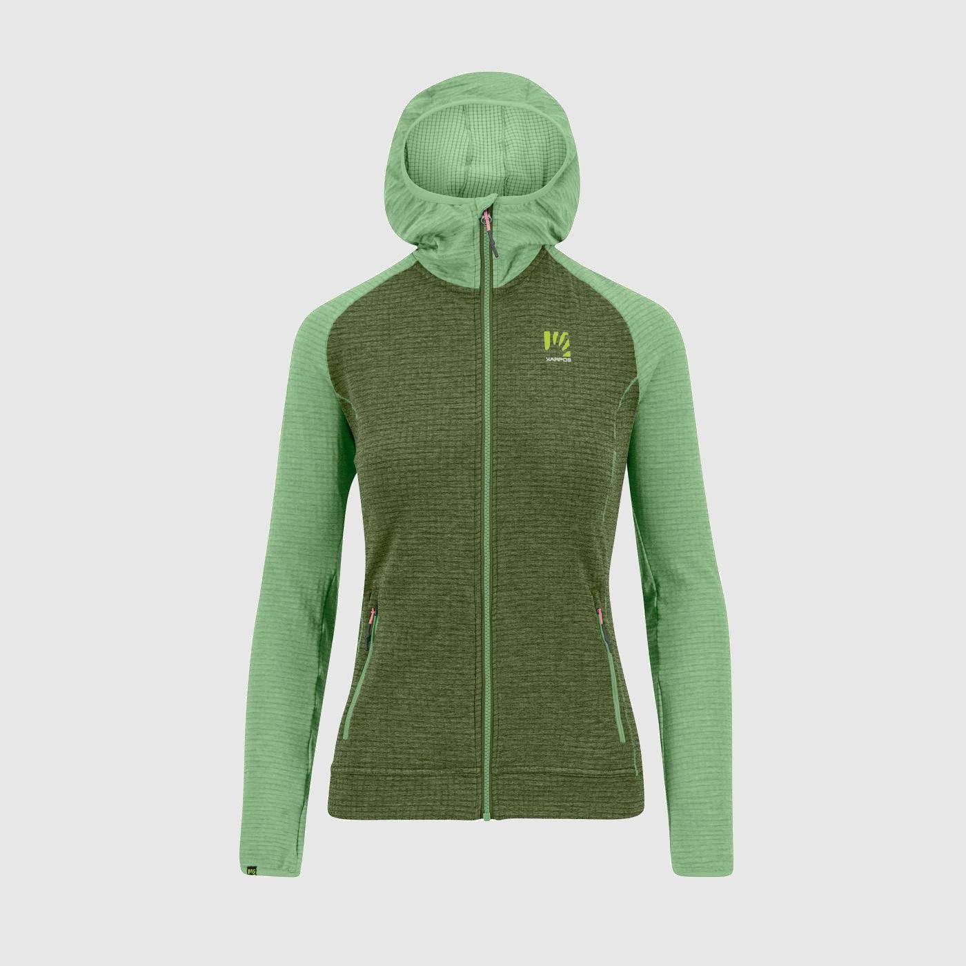 Ambrizzola W Full-Zip Hoodie, medium weight, green, designed for summer outdoor activities, with YKK® zip and hood.
