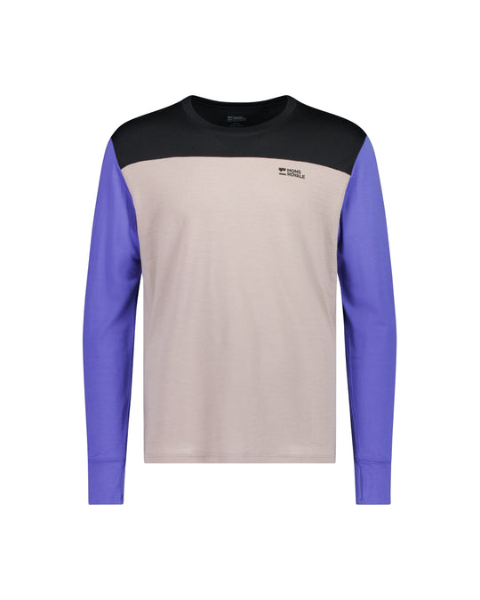 Mons Royale Yotei Merino Long Sleeve Cinder / Blue Dusk / Black 100072-1171-1001 - flat front