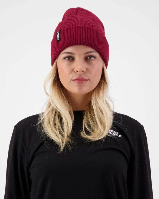 Mons Royale Chunky Logger Merino Beanie - Cherry – vista aggiuntiva 1