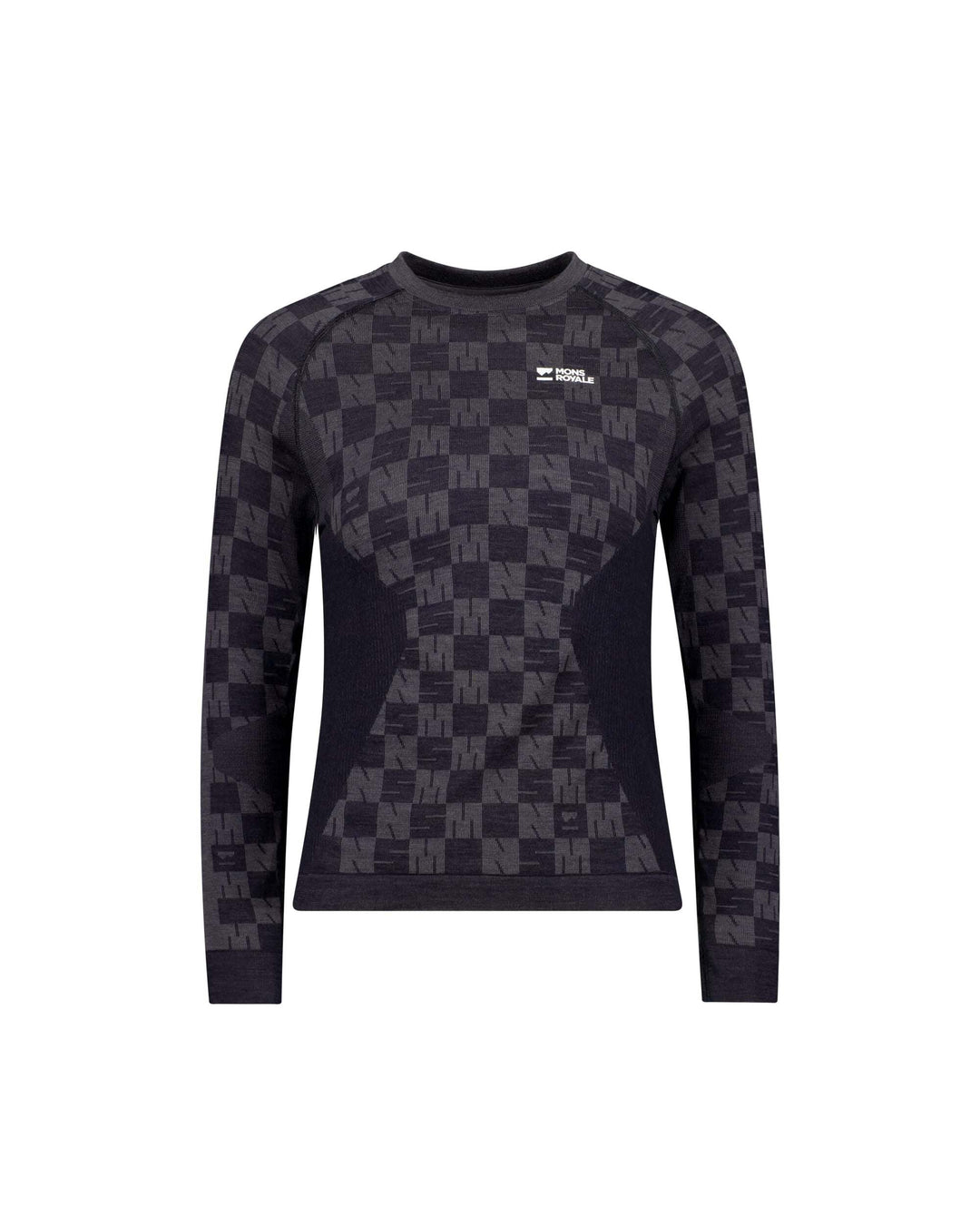 Mons Royale Ascender Merino Base Layer Long Sleeve donna Forged Iron/Black 100809-1171-913, vista frontale del capo