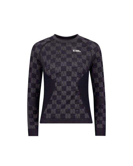 Mons Royale Ascender Merino Base Layer Long Sleeve donna Forged Iron/Black 100809-1171-913, vista frontale del capo