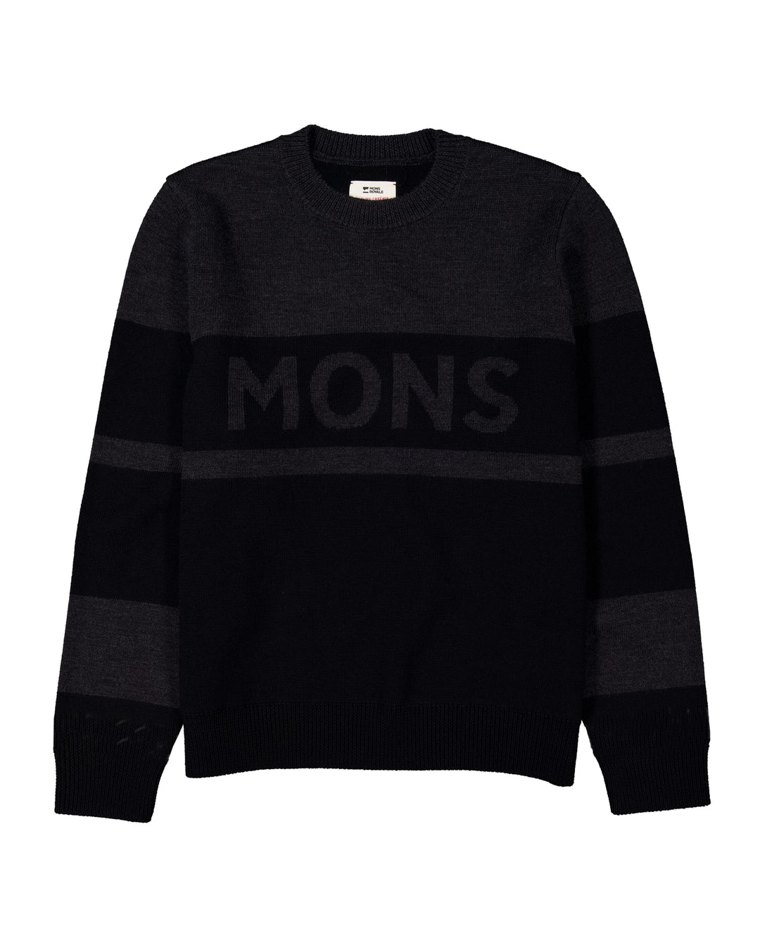 Mons Royale Innsbruck Merino Knit Sweater Charcoal Black 100950-1336-1053 - flat front